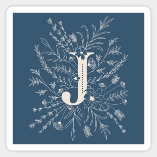 Botanical Letter J (Lake Blue) Magnet